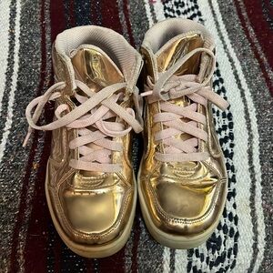 Skechers Energy Lights youth size 2 metallic rose gold